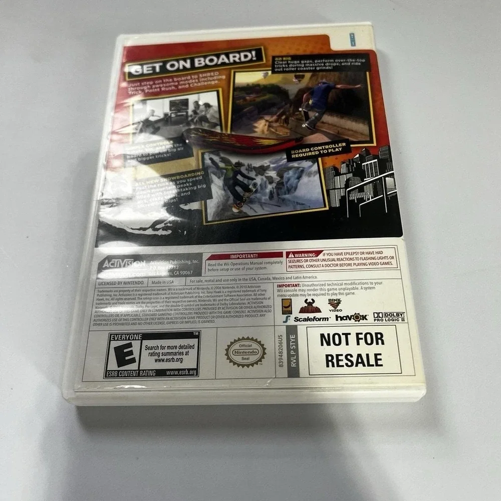 Tony Hawk: Shred (Nintendo Wii, 2010) Big Air! Bigger Tricks! Complete With Manu